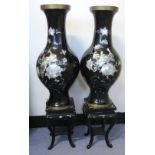 ORIENTAL VASES, a pair, with mother-of-p