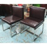 CHAIRS, a pair, in brown, woven leather,