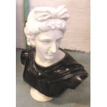 MARBLE BUST, classical figure on base, 6