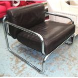 EASY CHAIR, 1960's, of tubular design wi