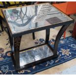 LAMP TABLE, silver leaf, black and gilt,