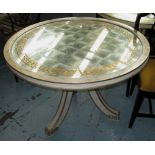 CENTRE TABLE, silver leaf, cream distres