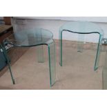 OCCASIONAL TABLES, a pair, moulded glass