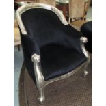 TUB ARMCHAIR, with a silvered showframe