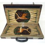 BACKGAMMON BOARD, Persian inlaid with co