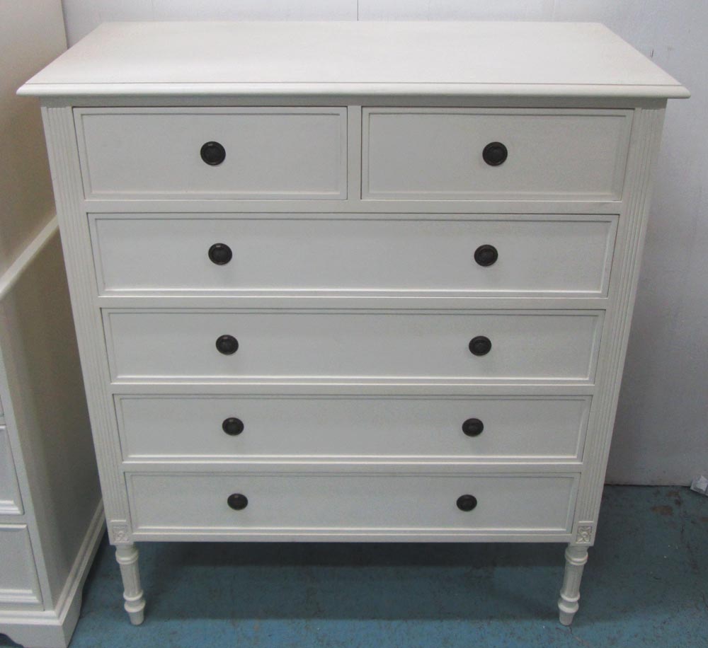 CHEST OF DRAWERS, painted cream, 94cm x