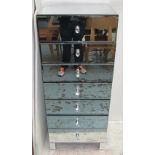 TALL CHEST, mirrored with seven drawers,