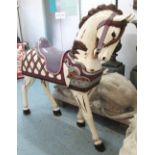 CAROUSEL HORSE, wooden, in distressed pa