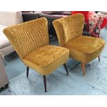 COCKTAIL CHAIRS, a pair, 1950s in gold f