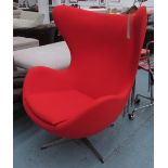 EERO SAARINEN STYLE EGG CHAIR, in red fa