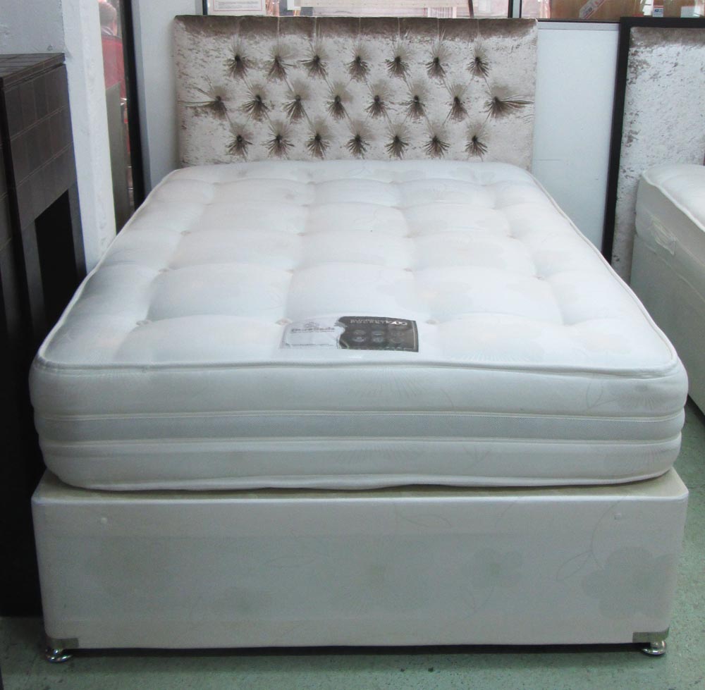 DOUBLE BED, 4ft 6in with buttoned headbo