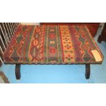 HEARTH STOOL, Victorian stained beech wi