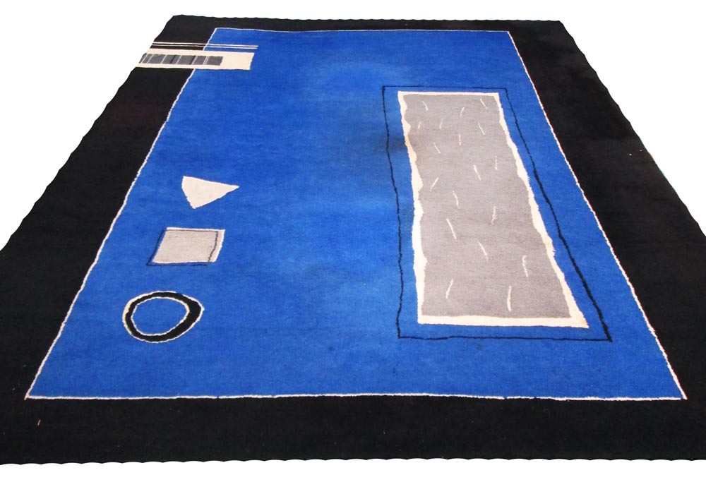 EILEEN GRAY RUG, abstract design on blue