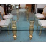 DINING TABLE, the glass top on gold supp