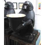 BRONZE BABOON LAMP, Art Deco style, on a