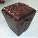 STOOL, in buttoned tanned leather with l