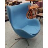 SWIVEL ARMCHAIR, blue fabric 1960's styl