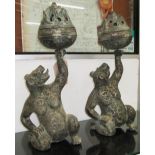 INCENSE BURNERS, a pair, Asian with gilt