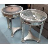 MIRRORED SIDE TABLES, a pair, circular o