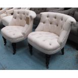 BEDROOM CHAIRS, a pair, button back in o