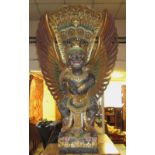 GARUDA BIRD STATUE, Indian, carved and p