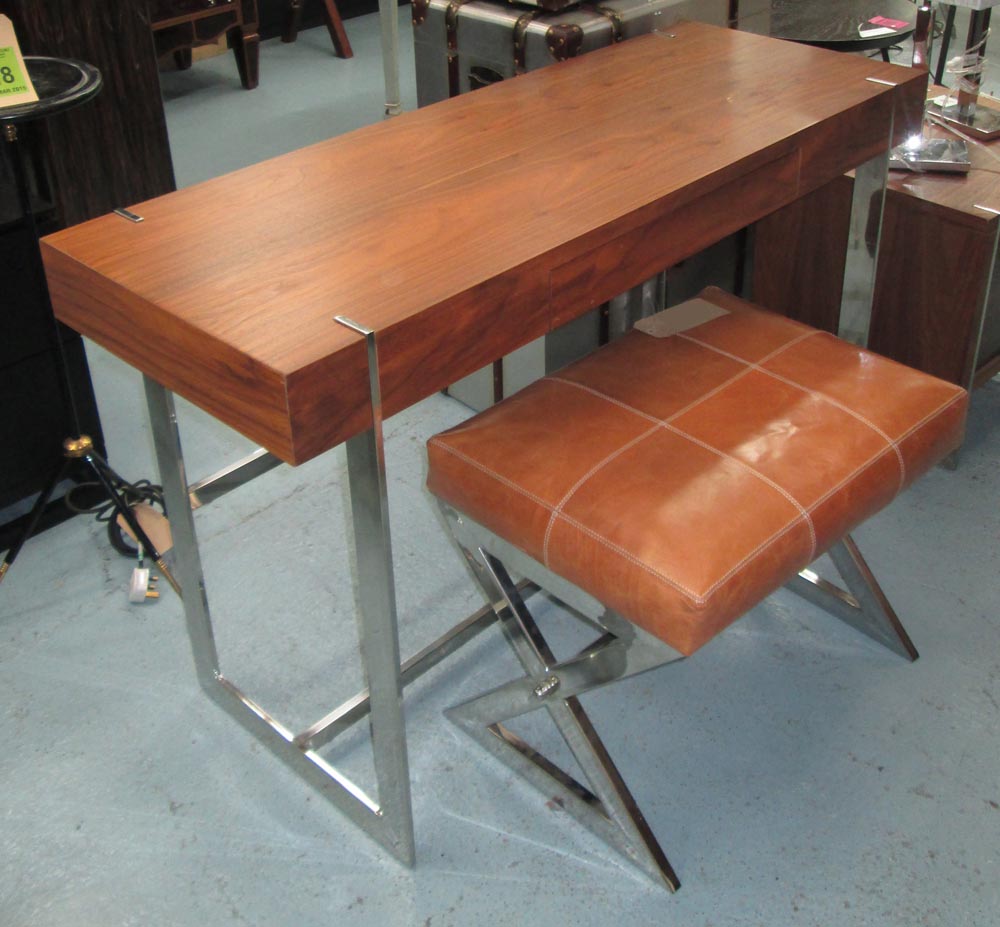 CONSOLE TABLE/DESK, wood with chrome det