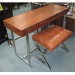 CONSOLE TABLE/DESK, wood with chrome det