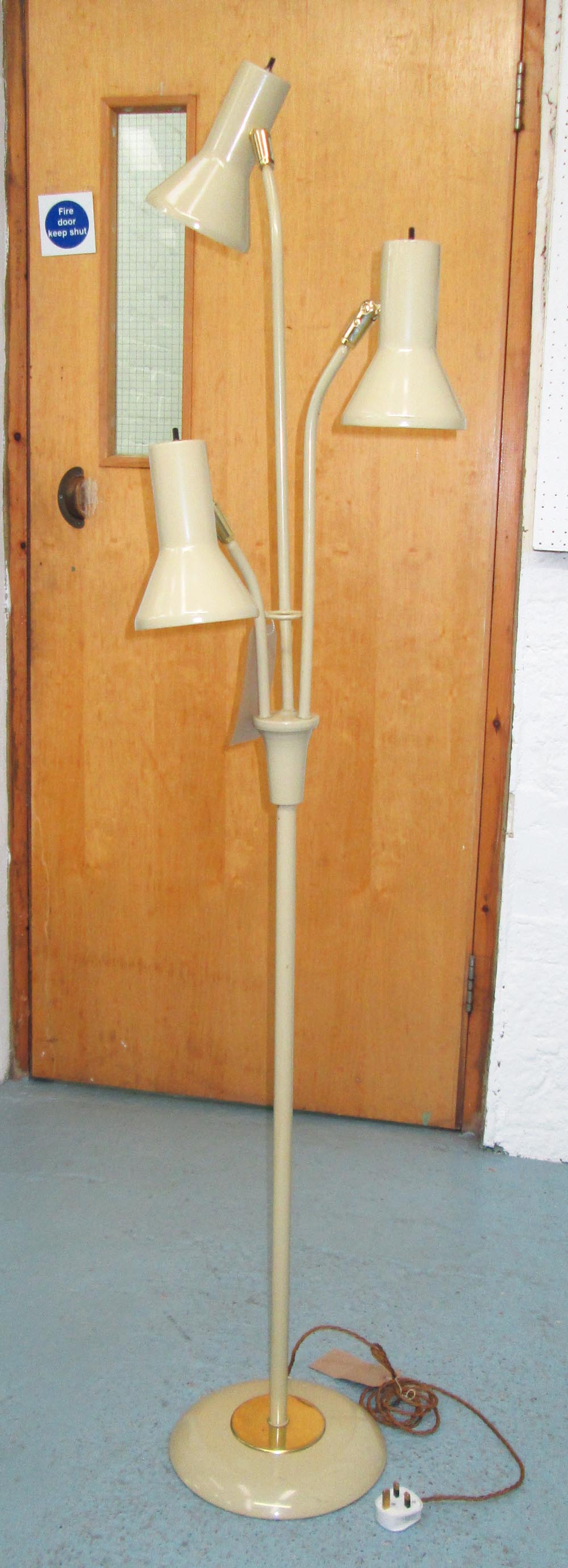 STANDARD LAMP, 1950s American in beige p