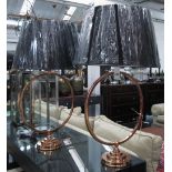 TABLE LAMPS, a pair, in coppered finish