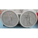 WALL PLAQUES, a pair, depicting classica