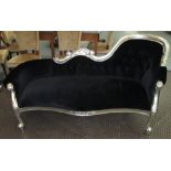 CHAISE LONGUE, with a silvered frame wit