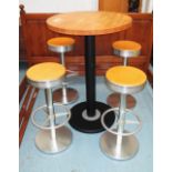 BAR TABLE, circular on central metal sup