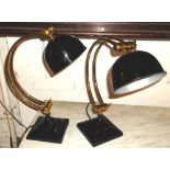 TABLE LAMPS, a pair, black enamelled met