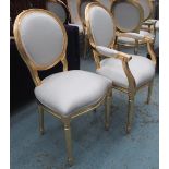 DINING CHAIRS, a set of ten, gilt showfr