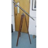 TELESCOPE, plated on extendable wooden t