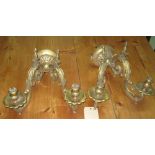 WALL LIGHTS, a pair, gilt metal each wit