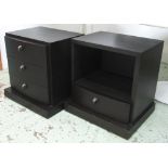 SIDE CHESTS, a near pair, in black ash b