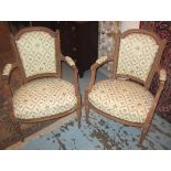 FAUTEUILS, a pair, late 19th/early 20th