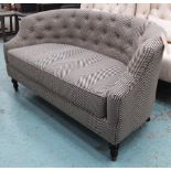 SOFA, two seater, button back in herringbone fabric, 137cm x 73cm H.