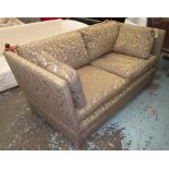 SINCLAIR MELSON KNOLE STYLE SOFA, two seater in gold and beige floral fabric, 168cm L. (with