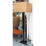 STANDARD LAMP, 1960s in black and chromed metal with shade, 180cm H.