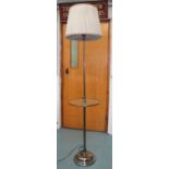 STANDARD LAMP, with glass shelf in chromed metal, with shade 198cm H.