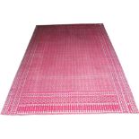 ANTIQUE DECORATIVE ZILO FLAT WEAVE, 330cm x 240cm, all over design in brilliant red within bands