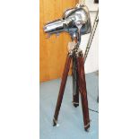 1950's THEATRE LIGHT, on extendable wooden tripod supports, 140cm H.