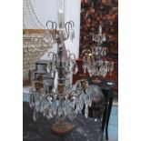 TABLE CANDELABRUM, a pair, six branch in metal with glass drops, 60cm H. (2)