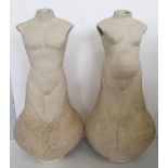 FIGURATIVE VASES, a companion pair, by Natalie Tobert 'Adam and Eve Sprouting from Vessel Earth'