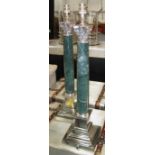 TABLE LAMPS, a pair, Corinthian column style in chromed metal caps, 59cm H. (2)