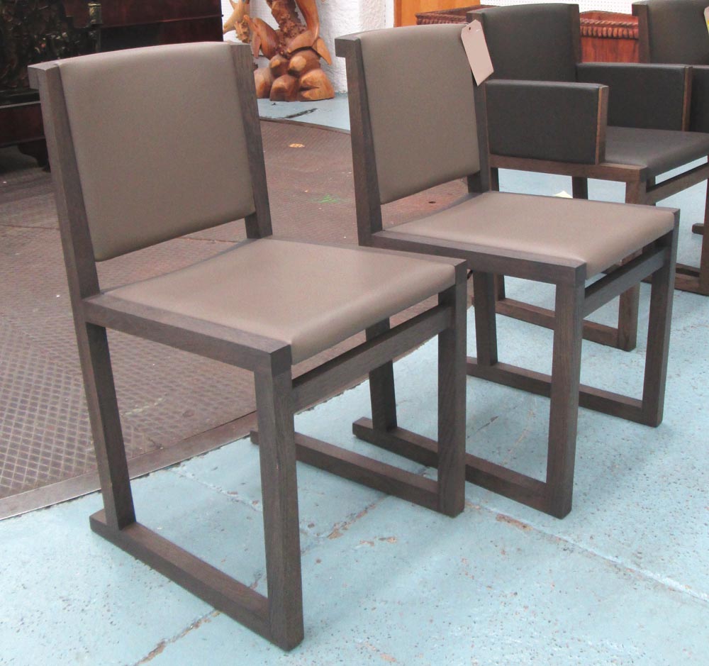 B&B ITALIA MAXALTO SIDE CHAIRS, a pair, grey leather model 'Musa', 46cm. (2)