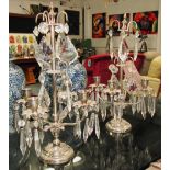 TABLE CANDELABRA, a pair, four branch in plated metal, 42cm H. (2)