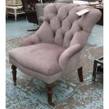 BUTTON BACKED CHAIR, on turned supports, 66cm W x 82cm H x 67cm D.